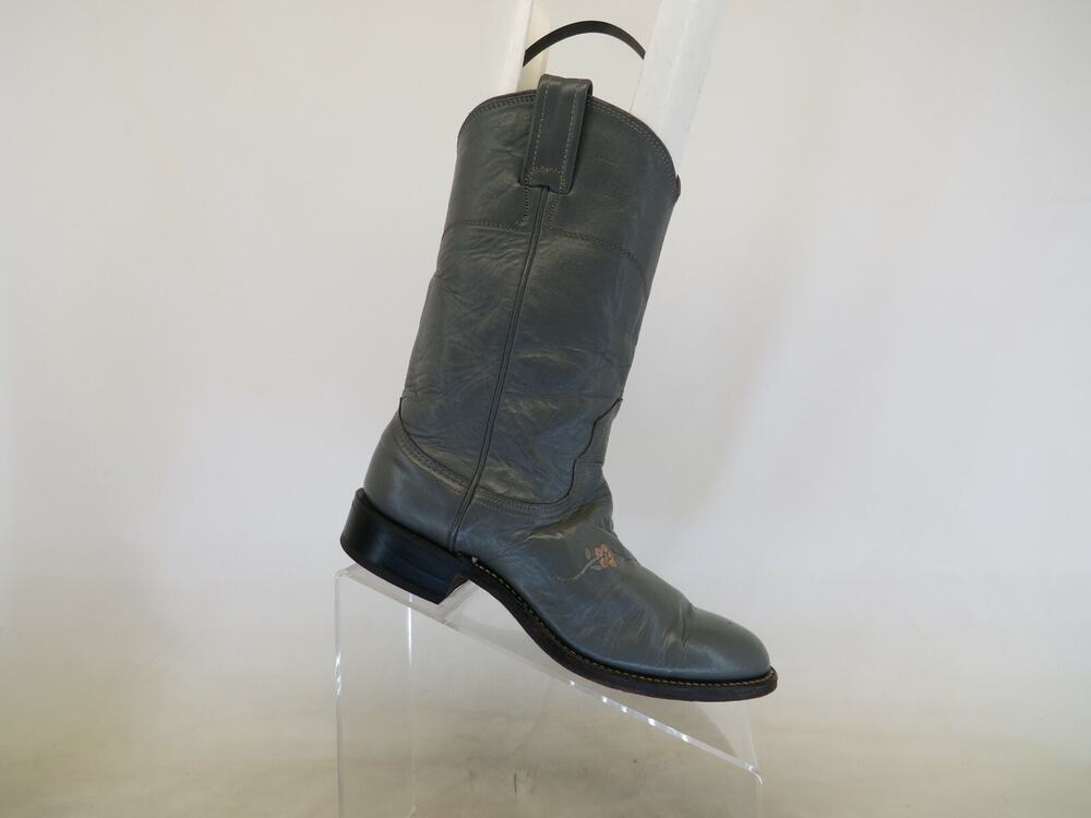 NOCONA Gray Leather Cowboy Western Boots Womens Size 5 B